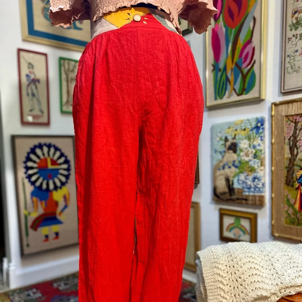 Vintage Red Studded Beaded Embellished Southwestern Lounge Comfy Pants Anthro - Picture 3 of 10